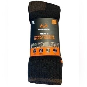 REALTREE Crew Socks Mens Shoe Size 6-12 Hunting Brown Cushioned